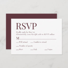 Maroon Red Scan Qr Code Wahlmenü Hochzeit RSVP Karte