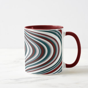 Maroon Red und Aquamarin Blue Abstrakt Curvy Shape Tasse
