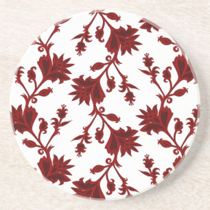 Maroon Red Vintag Floral Valley Sandstein Untersetzer