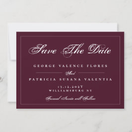 Maroon Red White Classic Traditionelles Elegantes  Save The Date