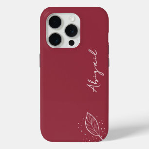 Maroon Red, White Name, Minimalistisch Leaf und Do Case-Mate iPhone Hülle