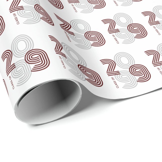Maroon Retro Big Numbers Class Geschenkpapier (Rolleneckpunkt)