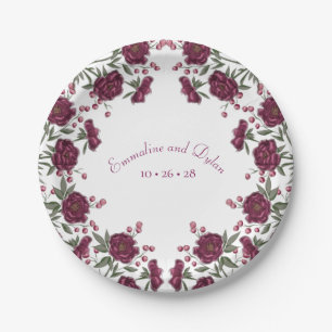 Maroon Rose Hochzeit Pappteller