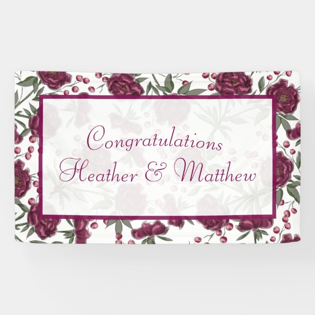 Maroon Rose Wedding Banner (Horizontal)