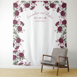 Maroon Rose Wedding Photo Backdrop Wandteppich