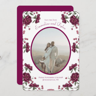 Maroon Rose Wedding Save the Date Einladung