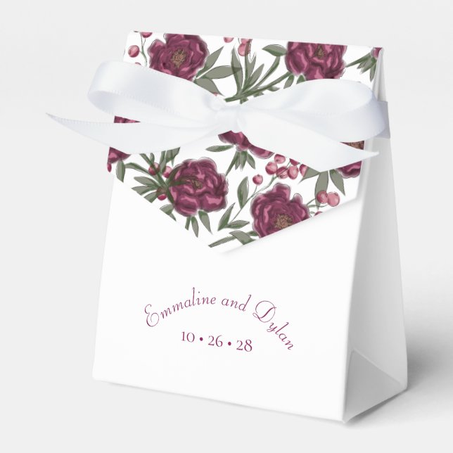 Maroon-Rosen-Hochzeit Geschenkschachtel (Vorderseite)