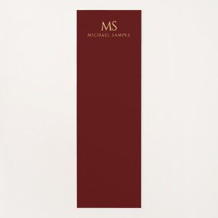 Maroon Rot Gold Name Monogramm Initiale Personalis Yogamatte