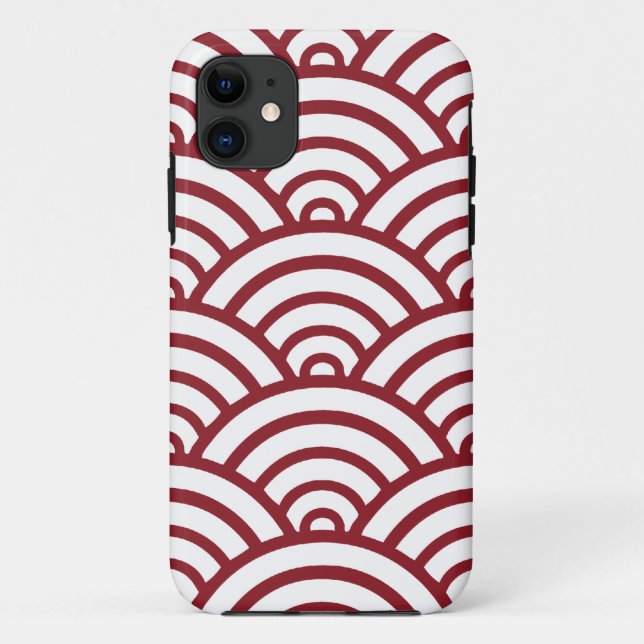 Maroon Scallop Pattern Case-Mate iPhone Hülle (Rückseite)