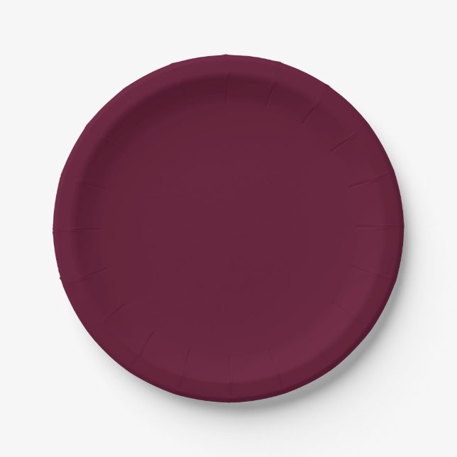 Maroon schlicht minimalistisch pappteller (Vorderseite)