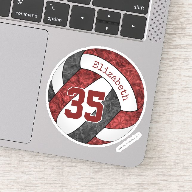 Maroon schwarz Girl Volleyball Team Farben Aufkleber (Detail)