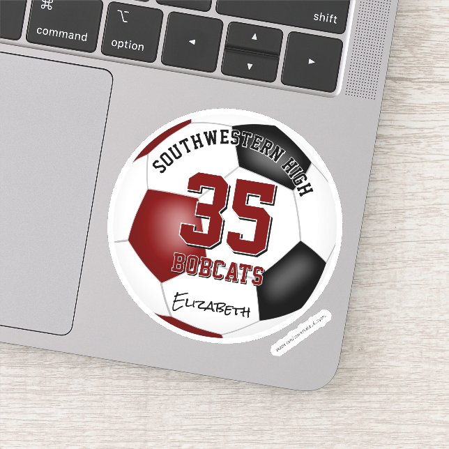 Maroon Schwarze Mannschaft Farben Jungs Mädchen Fu Aufkleber (Detail)