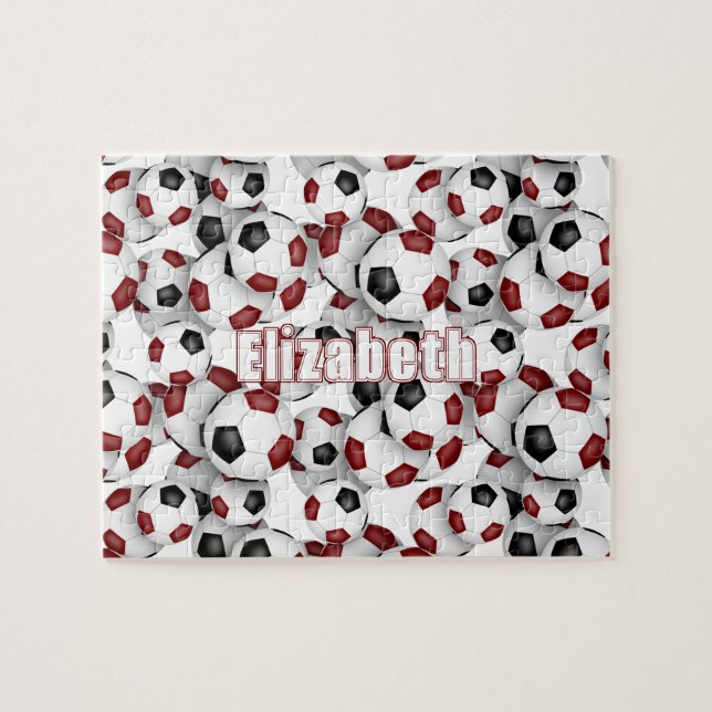 Maroon Schwarze Mannschaft Farben Mädchen Jungs Fu Puzzle (Horizontal)