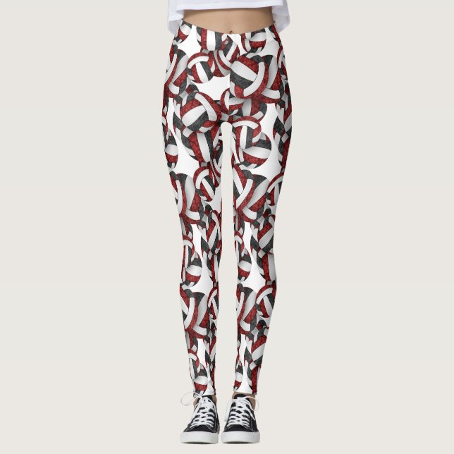 Maroon schwarze Mannschaft Farben mädchenhafte Vol Leggings (Vorderseite)