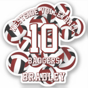 Maroon schwarze Mannschaft Farben Volleyballs Kind Aufkleber