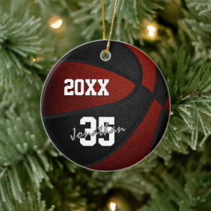 Maroon schwarze Mannschaft färbt Keepake Basketbal Keramik Ornament