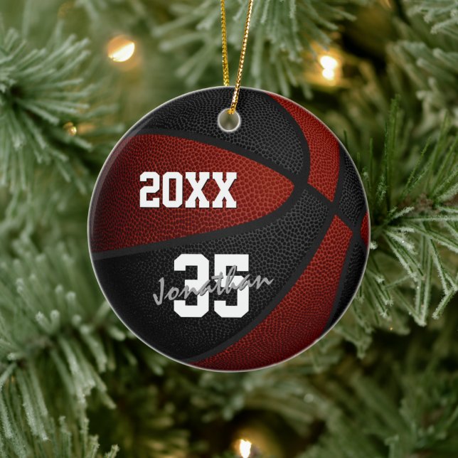 Maroon schwarze Mannschaft färbt Keepake Basketbal Keramik Ornament (Baum)
