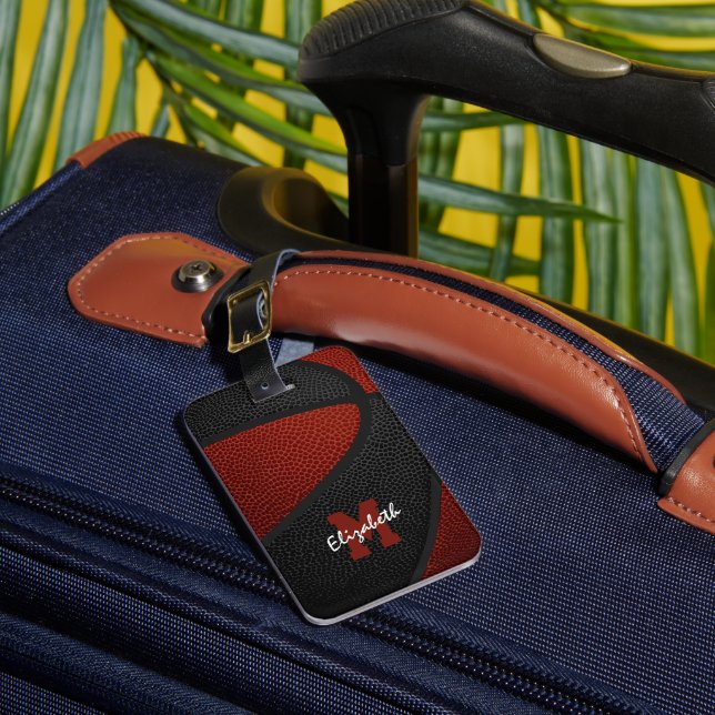 Maroon Schwarze Mannschaftsfarben personalisierter Gepäckanhänger (Vorderseite Insitu 1)