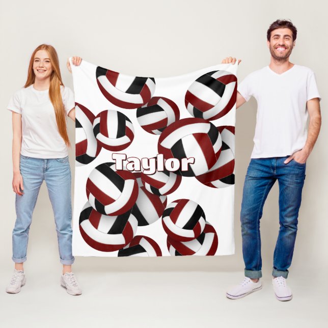 Maroon schwarze Volleyballs Mädchen Sportstube Dek Fleecedecke (Beispiel)