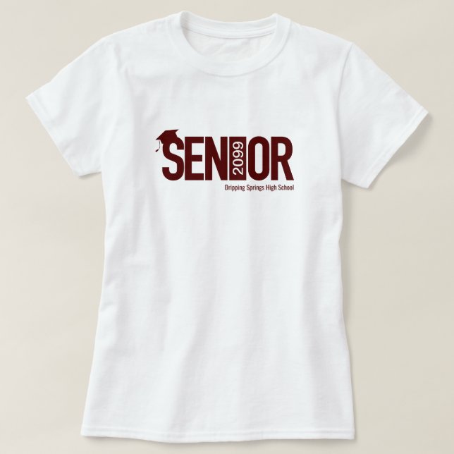 Maroon SENIOR mit Graduierungskappe T-Shirt (Design vorne)