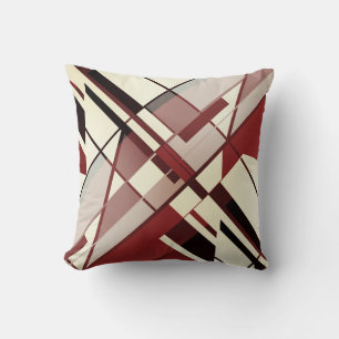 Maroon Shades Black Beige Diagonal Angular Design Kissen