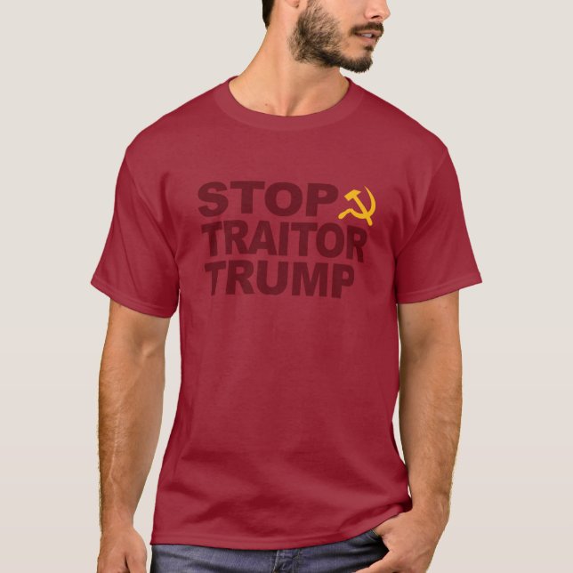 Maroon-Shirt "Stopp Traitor Trump" T-Shirt (Vorderseite)