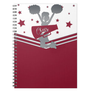 Maroon Silber Sterne Cheer Cheerleading Notizblock