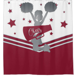 Maroon Silver Stars Cheer Cheer Leader Girls Duschvorhang