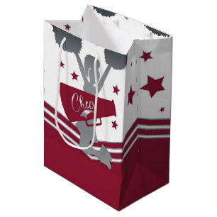 Maroon Silver Sterne Cheer Cheerleading-Party Mittlere Geschenktüte