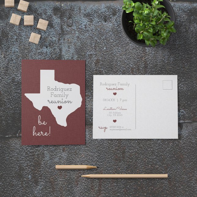 Maroon Staat der Texas Family Wiedersehen Postcard Postkarte (Von Creator hochgeladen)