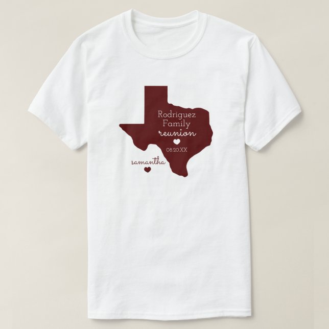Maroon Staat von Texas Family Wiedersehen T - Shir T-Shirt (Design vorne)