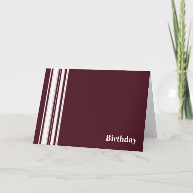 Maroon Stripes Birthday Card Karte (Vorderseite)