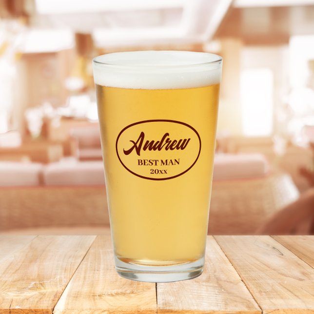 Maroon Stylized Name Wedding Trauzeuge Glas (In Situ Table)