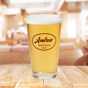 Maroon Stylized Wedding Trauzeuge Name Glas