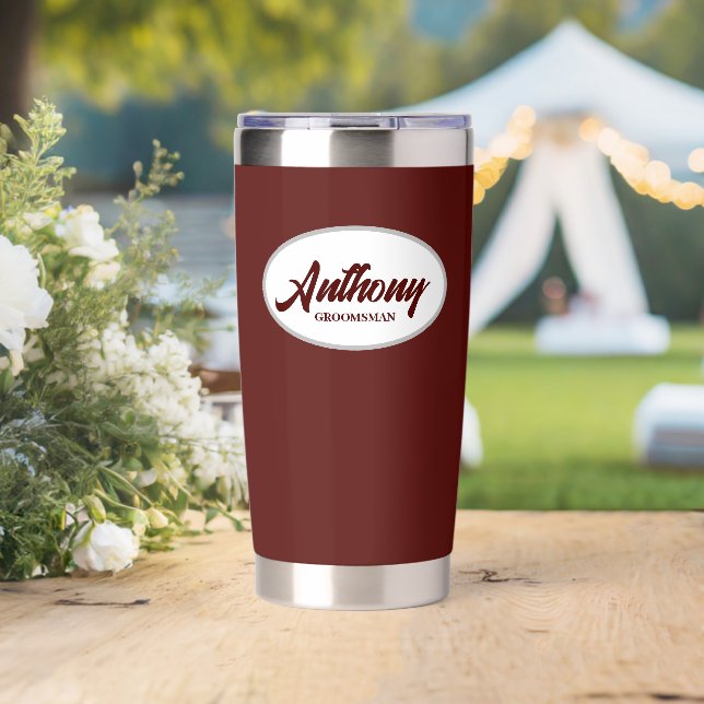 Maroon Stylized Wedding Trauzeuge Thermobecher (Hochzeit (gedreht))