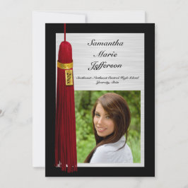 Maroon Tassel mit Foto Graduation Party Einladung