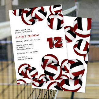 Maroon-Team Farben Volleyballs Jungs Mädchen Gebur Einladung