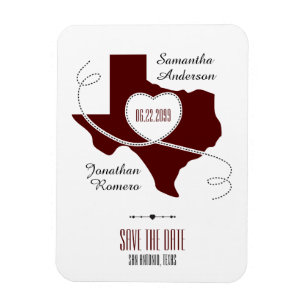 Maroon Texas Curling Ribbon Save the Date Magnet