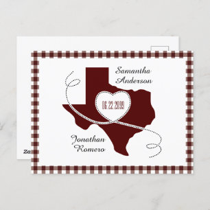 Maroon Texas Curling Ribbon Save the Date Postkarte