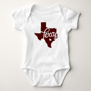 Maroon Texas Heart Baby Strampler