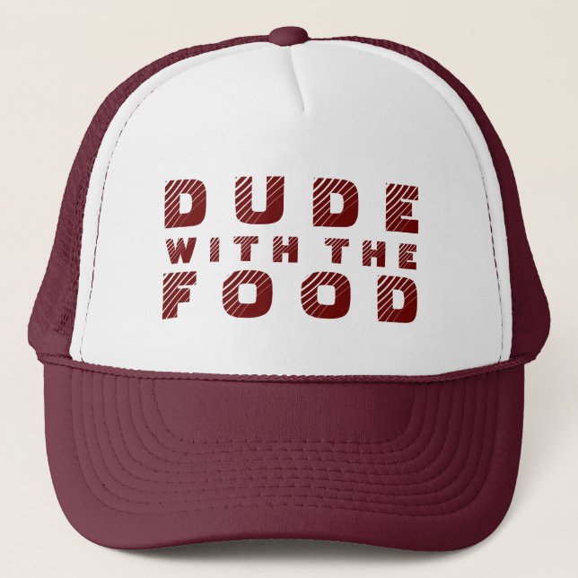 Maroon Text Design Typ mit dem Essen Truckerkappe (Vorderseite)