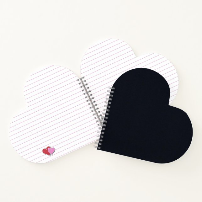 Maroon Texture Heart Shaped Spiral Bound Notebook Notizbuch (Innenseite)