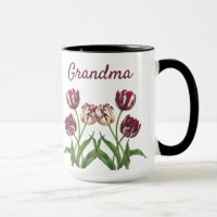 Maroon Tulips mit Name Tasse