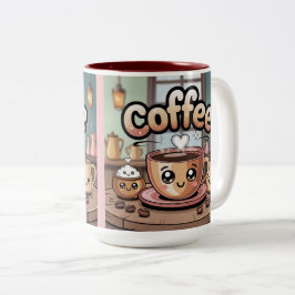 Maroon Two-Tone Cute Coffee Mug Zweifarbige Tasse