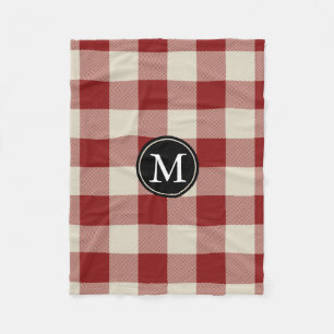 Maroon und Beige Buffalo Karo Monogram Fleecedecke