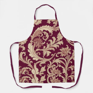 Maroon und Beige Vintages Muster Schürze