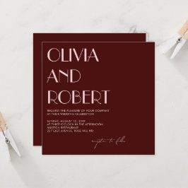 Maroon und blassrosa ästhetische Hochzeitseinladun Einladung