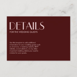 Maroon und blassrosa elegante Hochzeit Begleitkarte