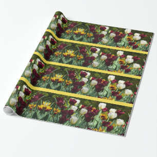 Maroon und Gelbe Tulips farbenfrohe Blumen Geschenkpapier