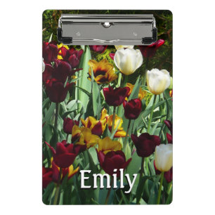 Maroon und Gelbe Tulips farbenfrohe Blumen Mini Klemmbrett